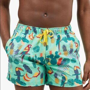 EUBI SWIM TRUNKS TROPICAL BIRD PRINT